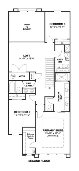 2D floor plan layout for the Sea Bright II - End Unit by K. Hovnanian® Homes in Serenity at Sonoran Foothills, Phoenix, AZ (Image 4).