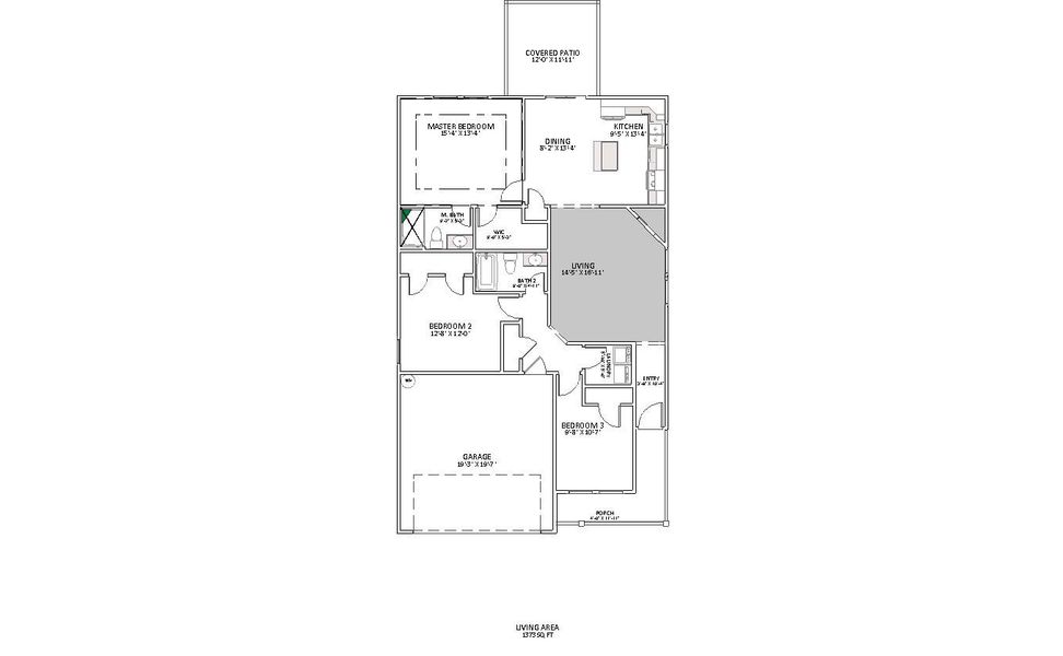 2D floor plan layout for the Clifton by Enchanted Homes in Arcadia Village, Spartanburg, SC (Image 5).