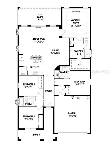 2D floor plan layout of this home in Pasadena Ridge Master, Dade City, FL (Image 4).