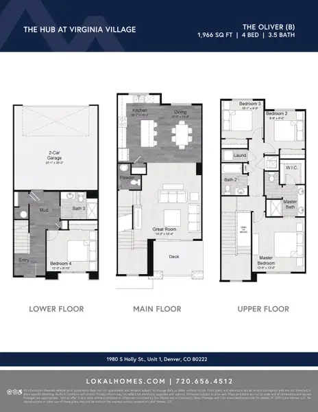 2D floor plan layout for the Oliver by Lokal Homes in The Commons at Victory Ridge, Colorado Springs, CO (Image 5).