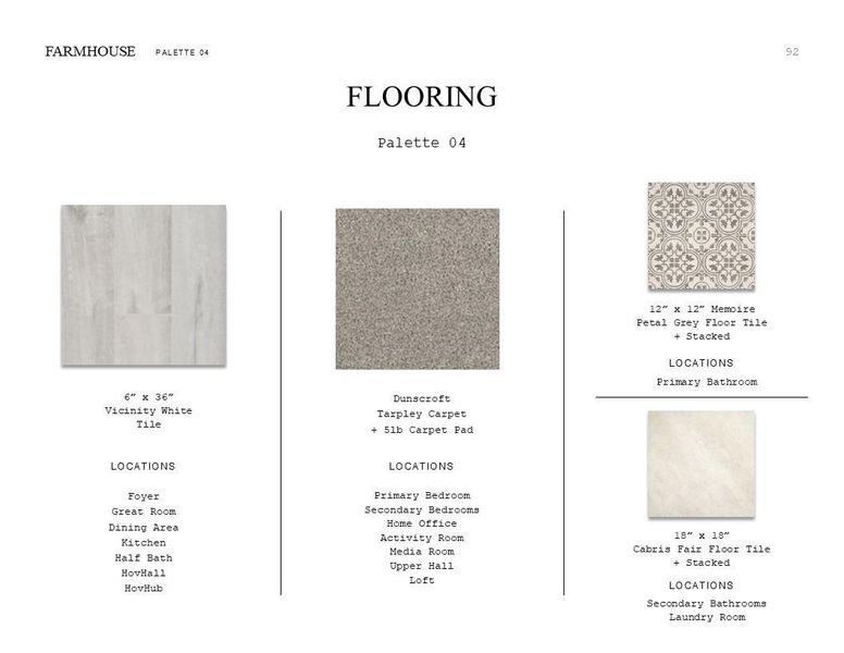 Farmhouse Look Palette 4: Flooring Selection Sheet (*Artist rendering used for illustration purposes only.)
