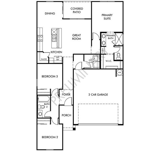 2D floor plan layout for the Carson by Meritage Homes in Paloma Creek - Classic Series, Surprise, AZ (Image 3).