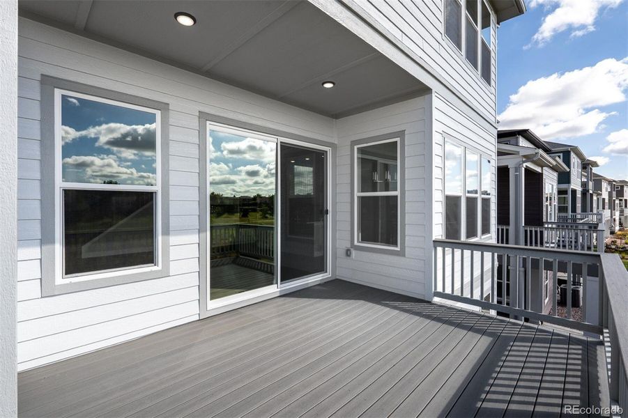 Exterior details and patio area of a home in Trailside at Cottonwood Creek, Colorado Springs (Image 22).