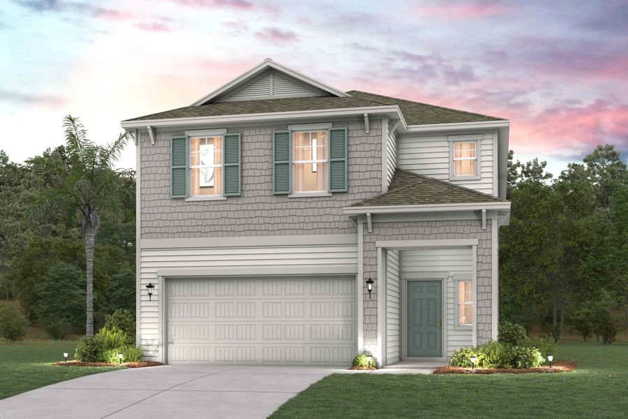 Front exterior of a new home in The Preserve at Camden Woods, Kingsland, GA, highlighting curb appeal (Image 1). Front exterior of a new home in The Preserve at Camden Woods, Kingsland, GA, highlighting curb appeal (Image 1).