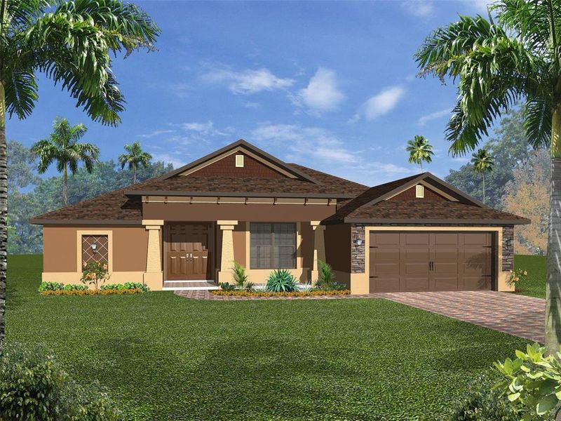 Front exterior of a new home in , North Port, FL, highlighting curb appeal (Image 26). Front exterior of a new home in , North Port, FL, highlighting curb appeal (Image 26).