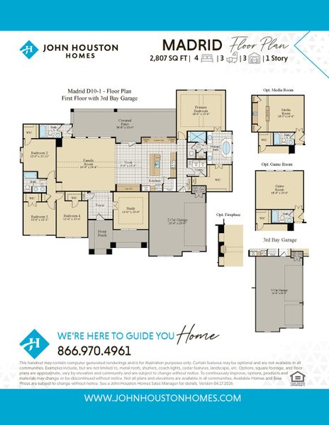 2D floor plan layout for the Madrid by John Houston Homes in Waterfall Ranch - 1 Acre Lots, Waxahachie, TX (Image 3). 2D floor plan layout for the Madrid by John Houston Homes in Waterfall Ranch - 1 Acre Lots, Waxahachie, TX (Image 3).
