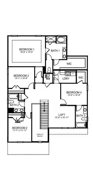 2D floor plan layout for the Morgan by D.R. Horton in Westport, York, SC (Image 4).