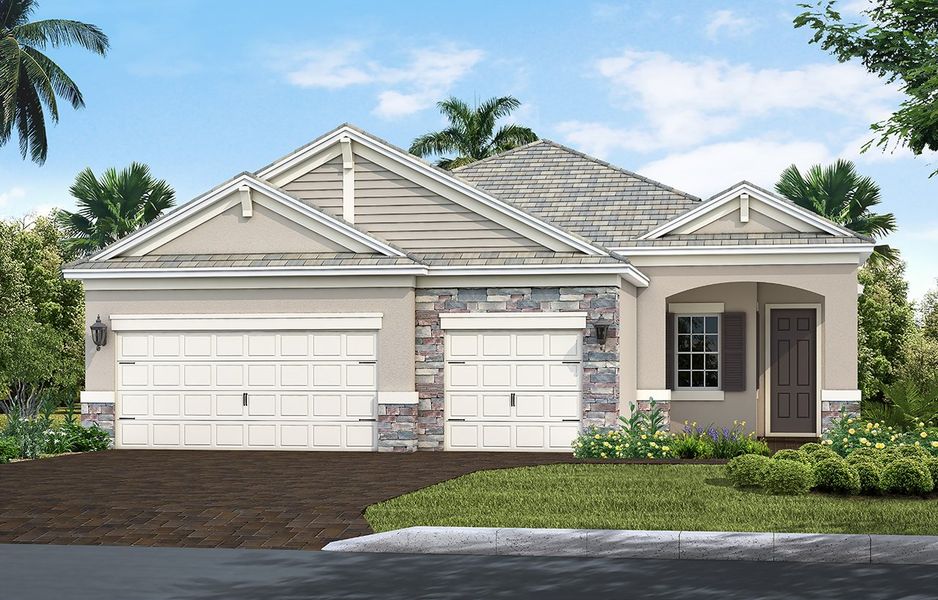 Representative exterior photo of a completed home built from the Sea Mist by Neal Communities in Verandah, Fort Myers, FL (Image 1). Representative exterior photo of a completed home built from the Sea Mist by Neal Communities in Verandah, Fort Myers, FL (Image 1).