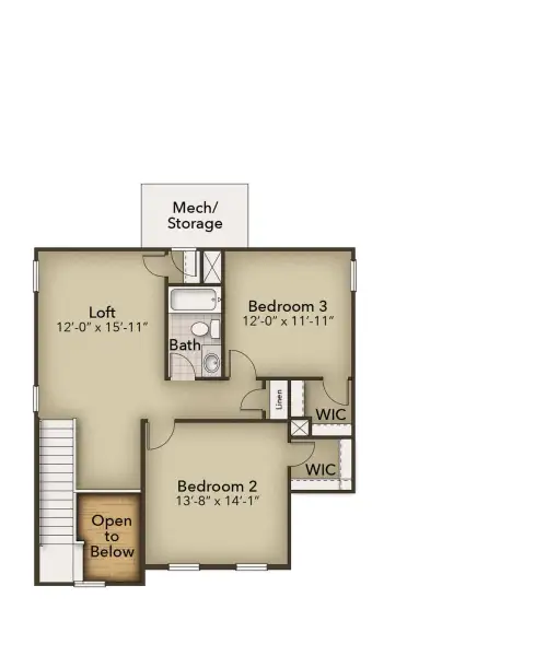 2D floor plan layout of this home in Terrapin, Leland, NC (Image 3).