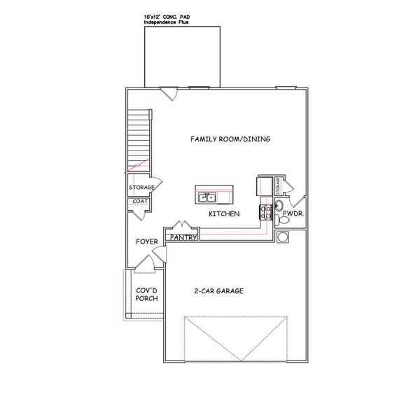 2D floor plan layout for the Sierra - Single Family Homes by Dream Finders Homes in Gleneddie Acres, Anderson, SC (Image 5).