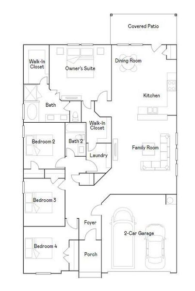 2D floor plan layout of this home in The Highlands: Richmond Collections, Porter Heights, TX (Image 3).
