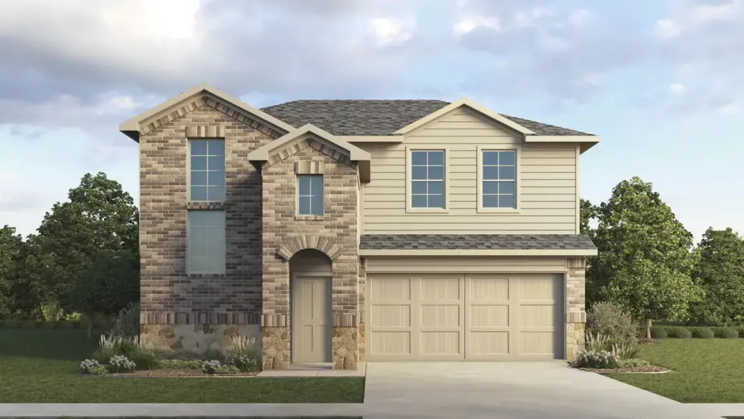 Representative exterior photo of a completed home built from the Kirby by D.R. Horton in Three Oaks, Sherman, TX (Image 11). Representative exterior photo of a completed home built from the Kirby by D.R. Horton in Three Oaks, Sherman, TX (Image 11).