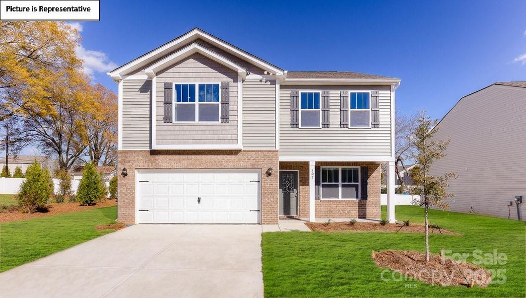 Front exterior of a new home in Lakeshore at Windstone, Mooresville, NC, highlighting curb appeal (Image 19).
