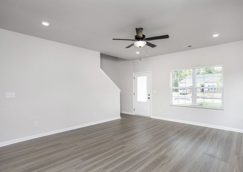 Lots of windows in the living area