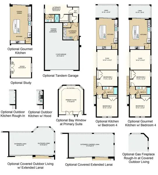 2D floor plan layout of this home in Esplanade Lake Club, Fort Myers, FL (Image 3).