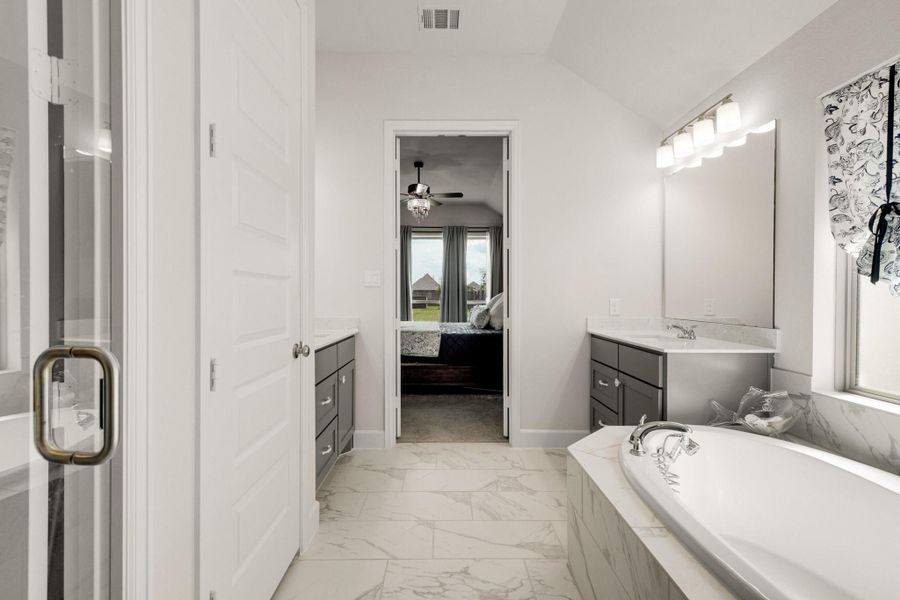 Furnished interior view inside a new home in Meridiana 55', Manvel (Image 13). Furnished interior view inside a new home in Meridiana 55', Manvel (Image 13).