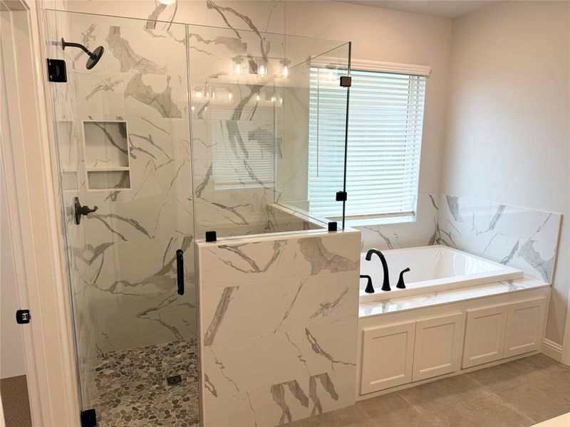 Soaking tub and separate shower