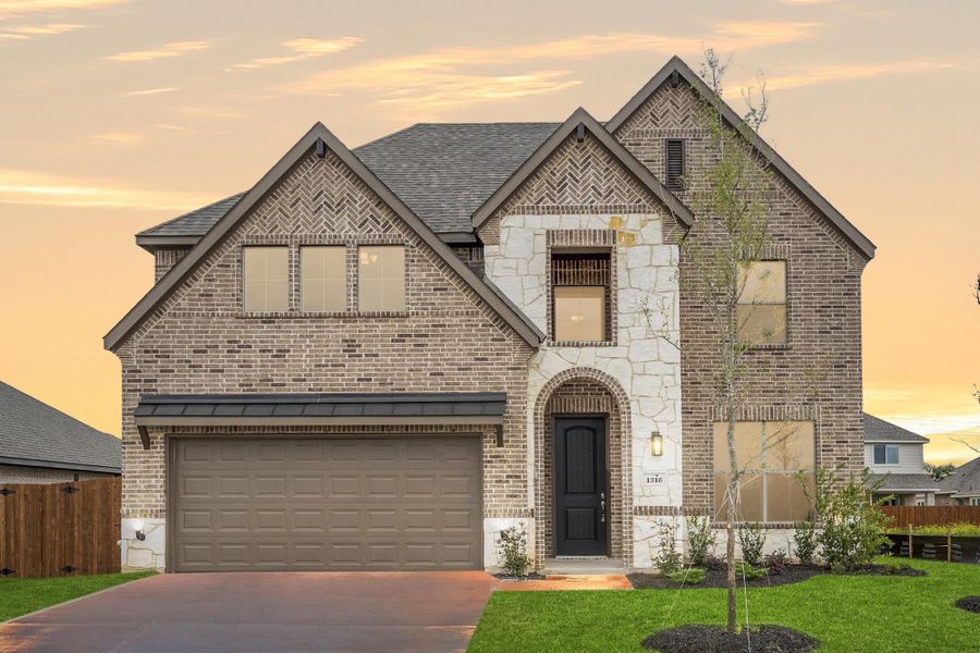 Elevation C with Stone | Concept 2844 at Hunters Ridge in Crowley, TX by Landsea Homes