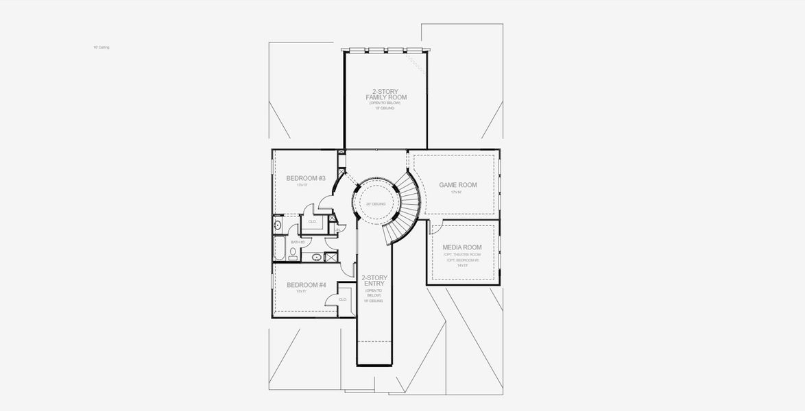 2D floor plan layout for the 3395W by Perry Homes in Windborne 100', Converse, TX (Image 6). 2D floor plan layout for the 3395W by Perry Homes in Windborne 100', Converse, TX (Image 6).