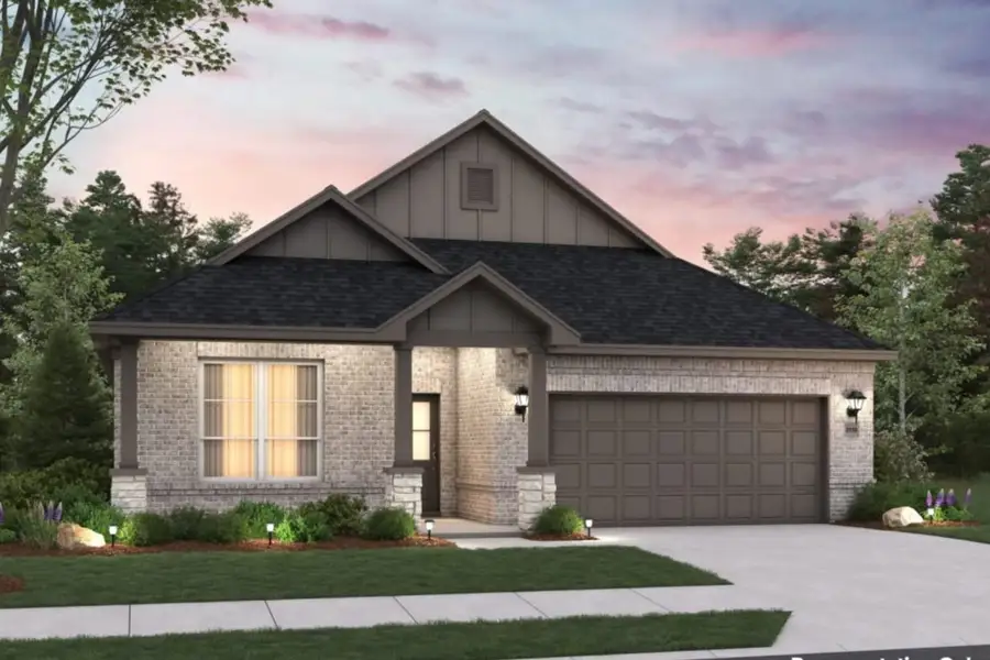 Front exterior of a new home in Fulshear Lakes, Fulshear, TX, highlighting curb appeal (Image 1). Front exterior of a new home in Fulshear Lakes, Fulshear, TX, highlighting curb appeal (Image 1).