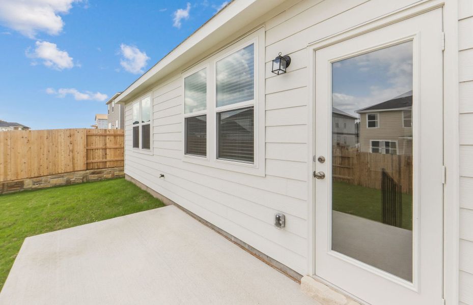 Exterior details and patio area of a home in Sunfield, Buda (Image 26). Exterior details and patio area of a home in Sunfield, Buda (Image 26).