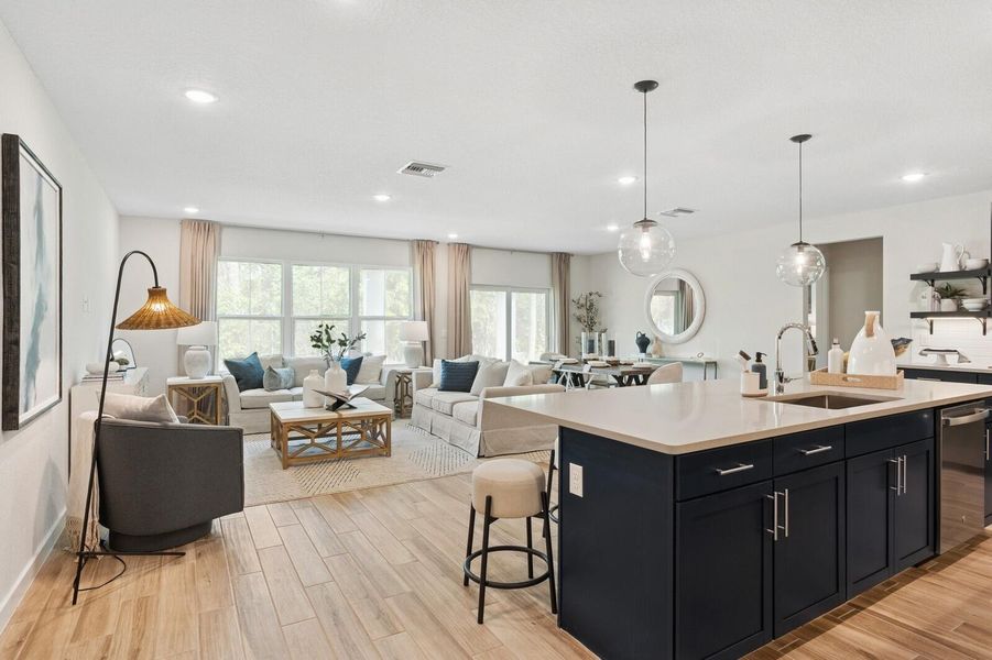 Great Room, Dining Area & Kitchen