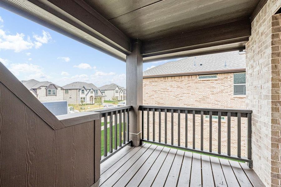 Exterior details and patio area of a home in Windsong Ranch Classic 61, Prosper (Image 26).