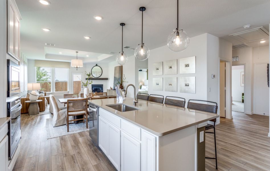 View of main living areas from kitchen