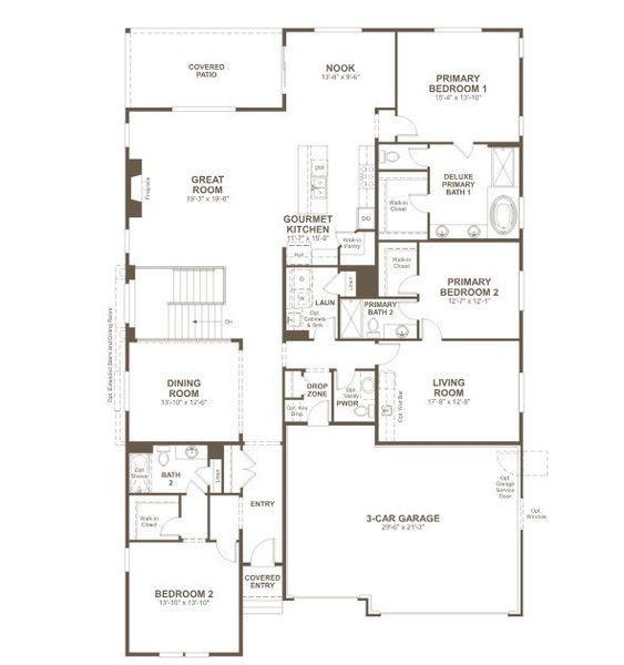2D floor plan layout for the Darius by Richmond American Homes in Legacy Pointe at Looking Glass, Parker, CO (Image 3). 2D floor plan layout for the Darius by Richmond American Homes in Legacy Pointe at Looking Glass, Parker, CO (Image 3).
