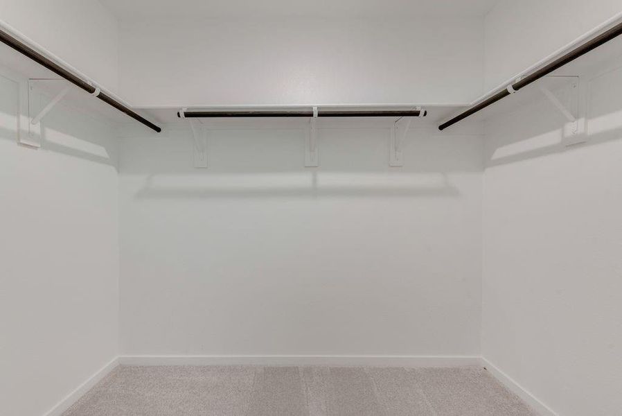 Walk in closet with light carpet