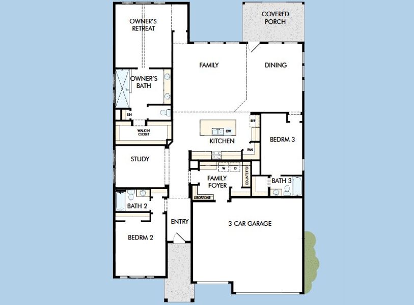 2D floor plan layout for the The Brackenbury by David Weekley Homes in Kissing Tree – Summit Series, San Marcos, TX (Image 3). 2D floor plan layout for the The Brackenbury by David Weekley Homes in Kissing Tree – Summit Series, San Marcos, TX (Image 3).