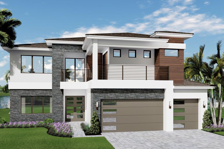Representative exterior photo of a completed home built from the Pacifica by GL Homes in Lotus Edge, Boca Raton, FL (Image 2).
