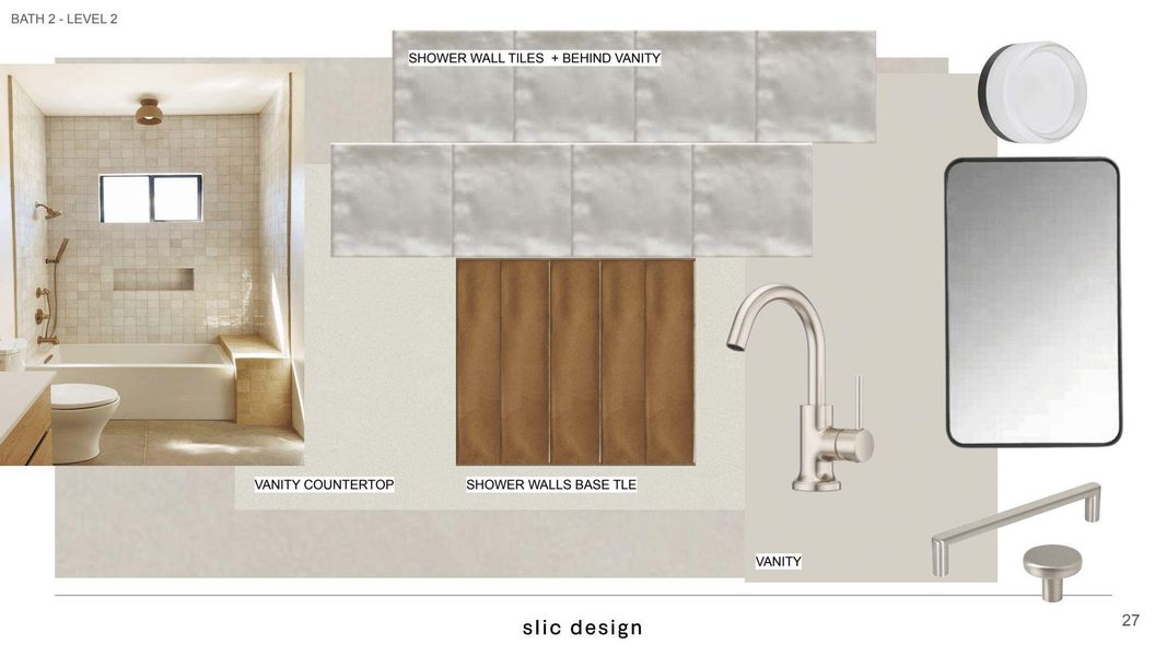 Designer bathroom showcasing modern tile, upscale fixtures, and clean architectural lines.