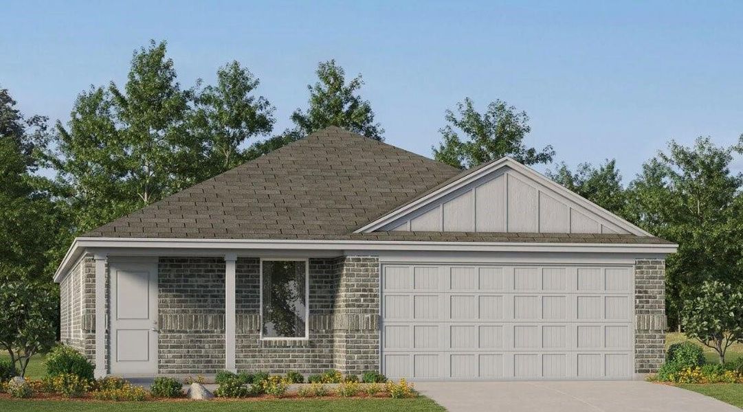 Front exterior of a new home in Grand Magnolia, Magnolia, TX, highlighting curb appeal (Image 1). Front exterior of a new home in Grand Magnolia, Magnolia, TX, highlighting curb appeal (Image 1).
