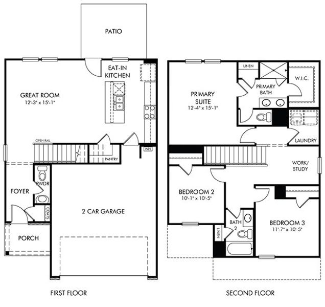2D floor plan layout for the Finley by Meritage Homes in Avalon - Reserve Series, Conyers, GA (Image 2).