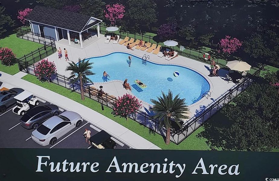 Drone / aerial view of a pool area