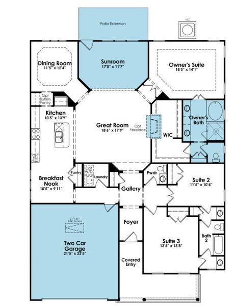 2D floor plan layout of this home in Cresswind Charleston, Summerville, SC (Image 4).