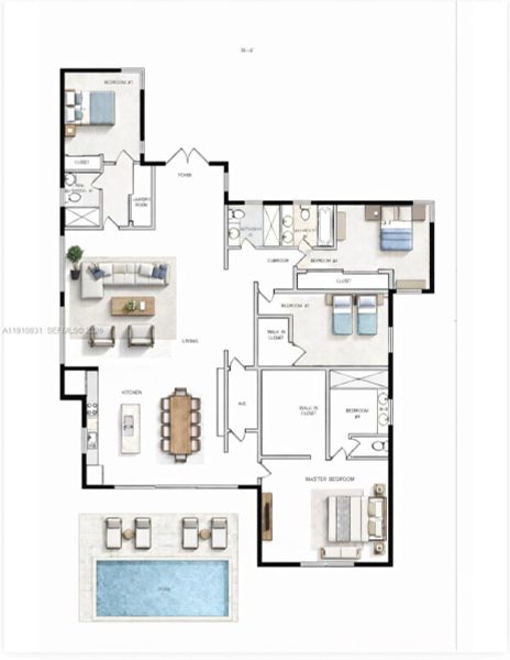 2D floor plan layout of this home in , Miami Beach, FL (Image 3).