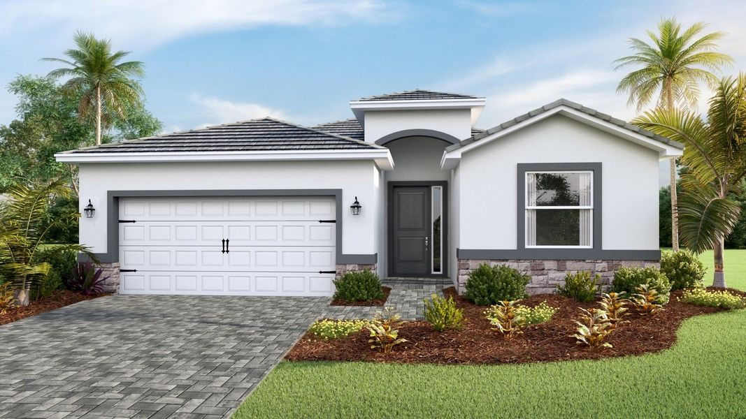 Representative exterior photo of a completed home built from the Lantana by D.R. Horton in Hammock at Two Rivers, Zephyrhills, FL (Image 19). Representative exterior photo of a completed home built from the Lantana by D.R. Horton in Hammock at Two Rivers, Zephyrhills, FL (Image 19).