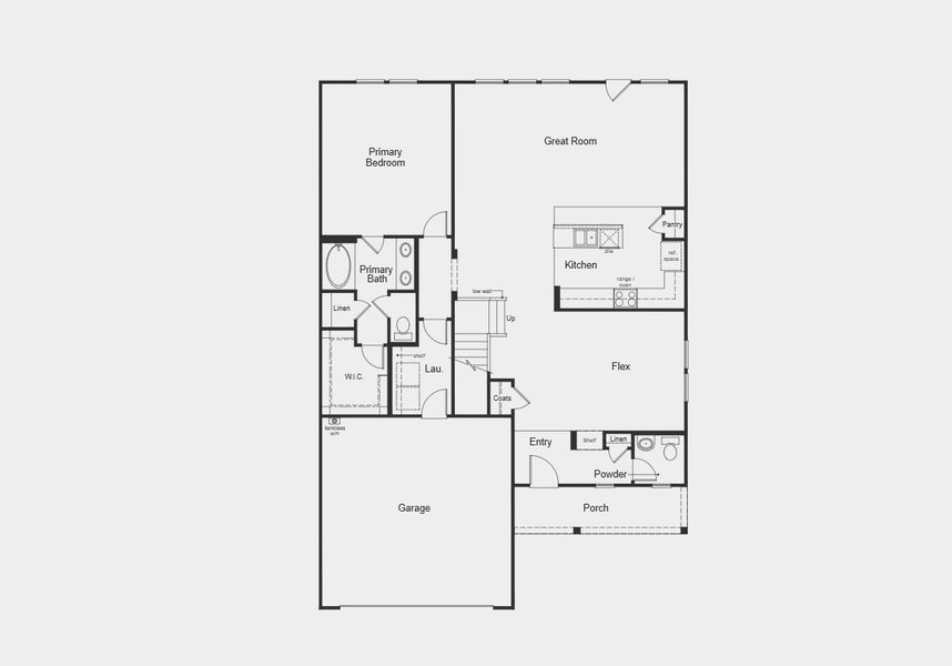 2D floor plan layout for the Plan 2501 by KB Home in Eagle Creek, Denton, TX (Image 2).