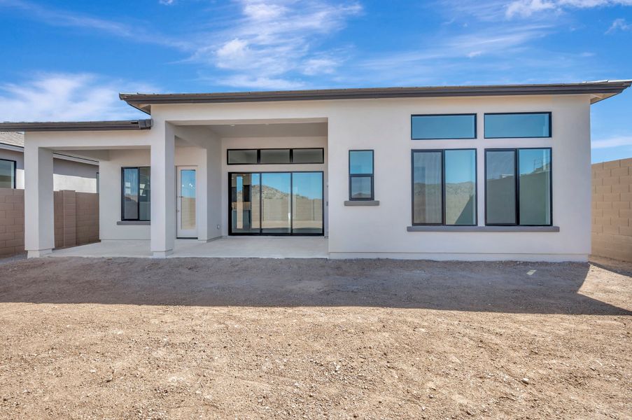 Exterior details and patio area of a home in Skyline at Verrado Regent Hills, Buckeye (Image 3).
