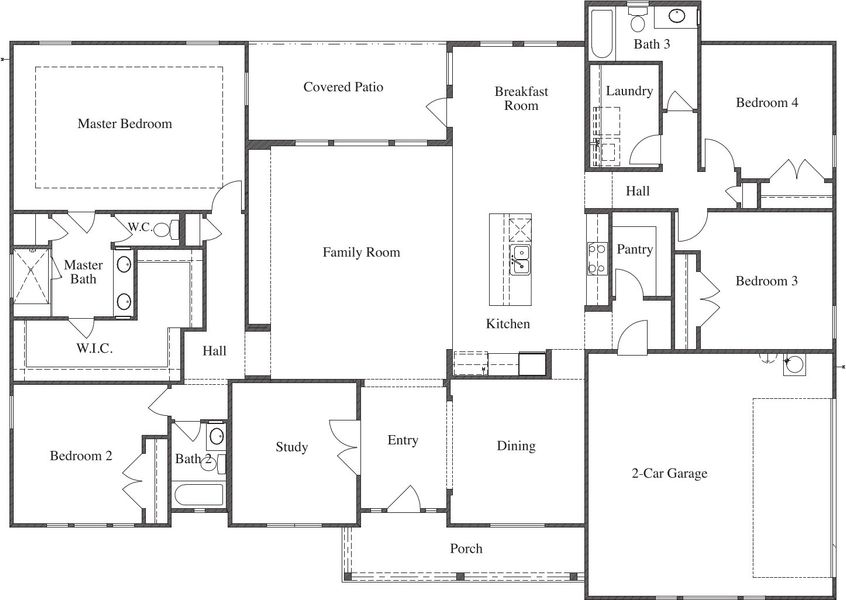 2D floor plan layout for the 2810 by Texas Homes in Pradera Ridge, Floresville, TX (Image 3). 2D floor plan layout for the 2810 by Texas Homes in Pradera Ridge, Floresville, TX (Image 3).