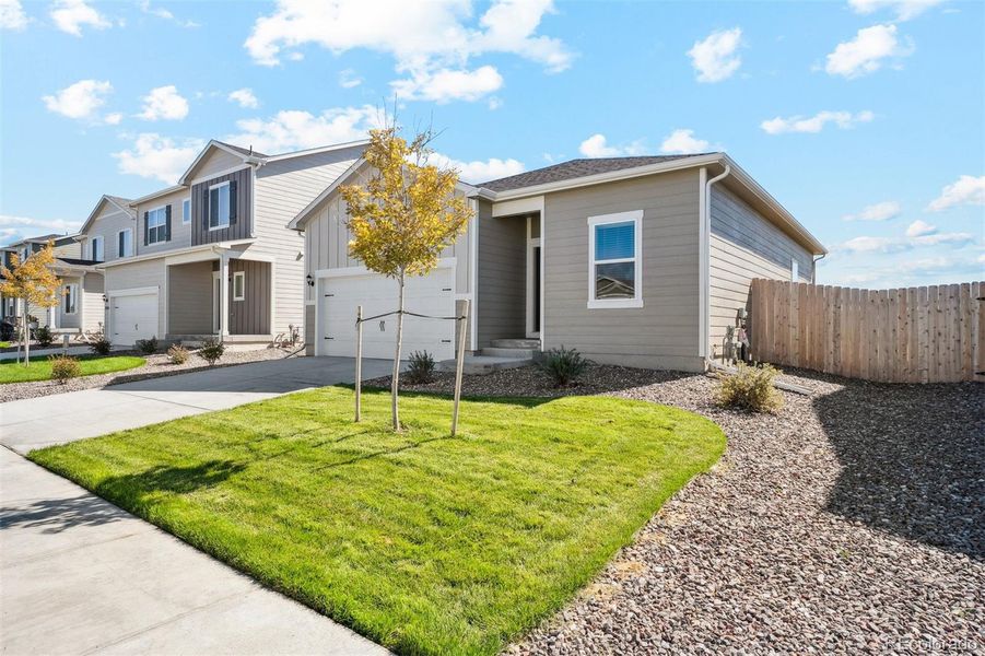Exterior details and patio area of a home in Cottonwood Greens, Fort Lupton (Image 3).