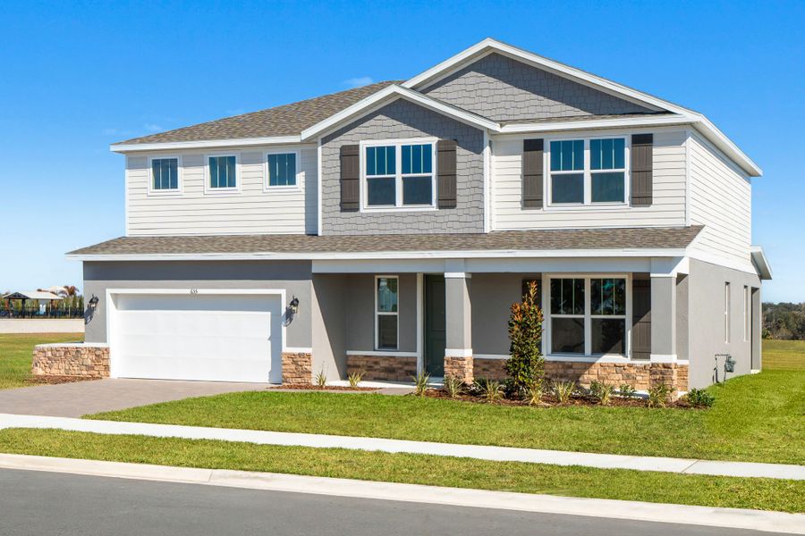 Elevation B with Front Porch and Stone Veneer