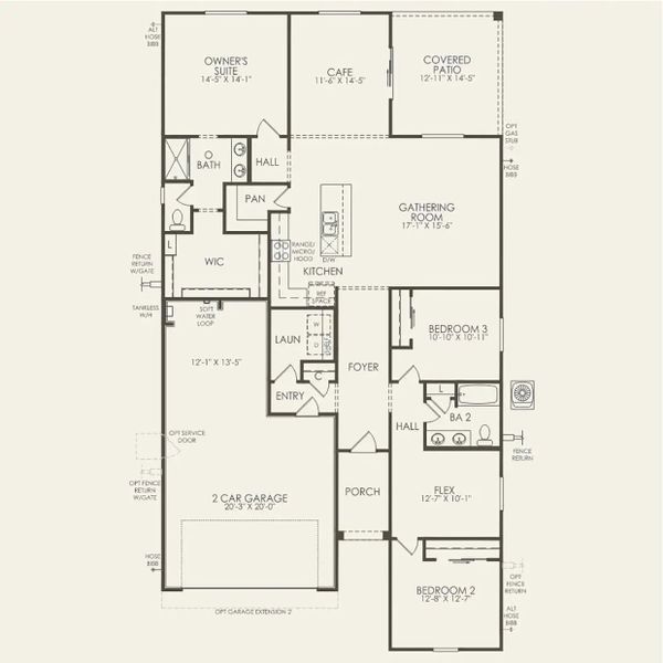 2D floor plan layout of this home in Festival Foothills, Buckeye, AZ (Image 3).