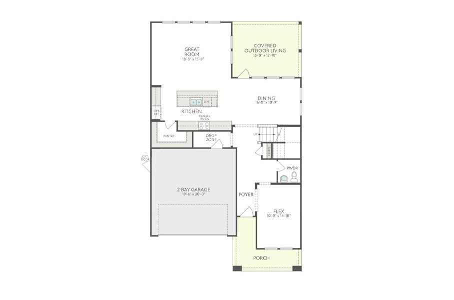 2D floor plan layout for the Laurel by Tri Pointe Homes in Treeline, Justin, TX (Image 5).