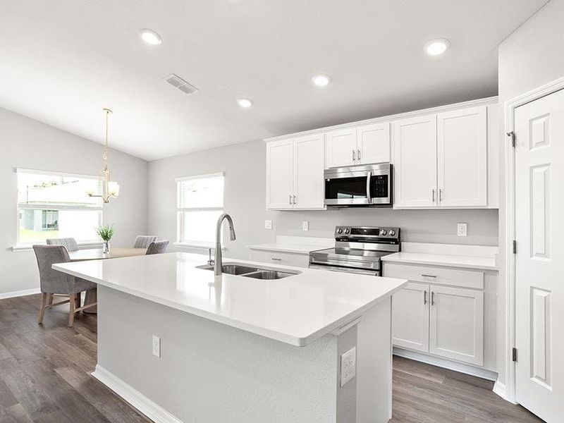 Dine at the island or the adjacent cafe.