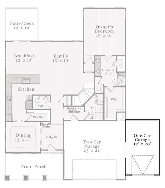 European & Craftsman Optional - 3rd Car Garage