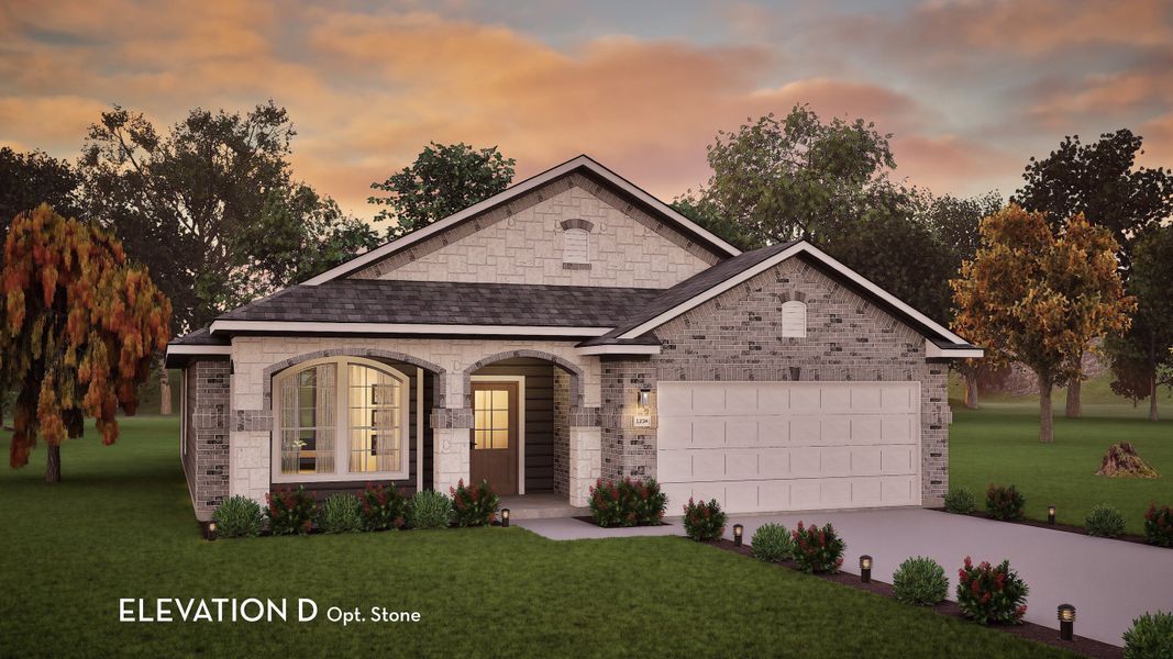 Representative exterior photo of a completed home built from the Aspen by CastleRock Communities in River Ranch Meadows, Dayton, TX (Image 14).