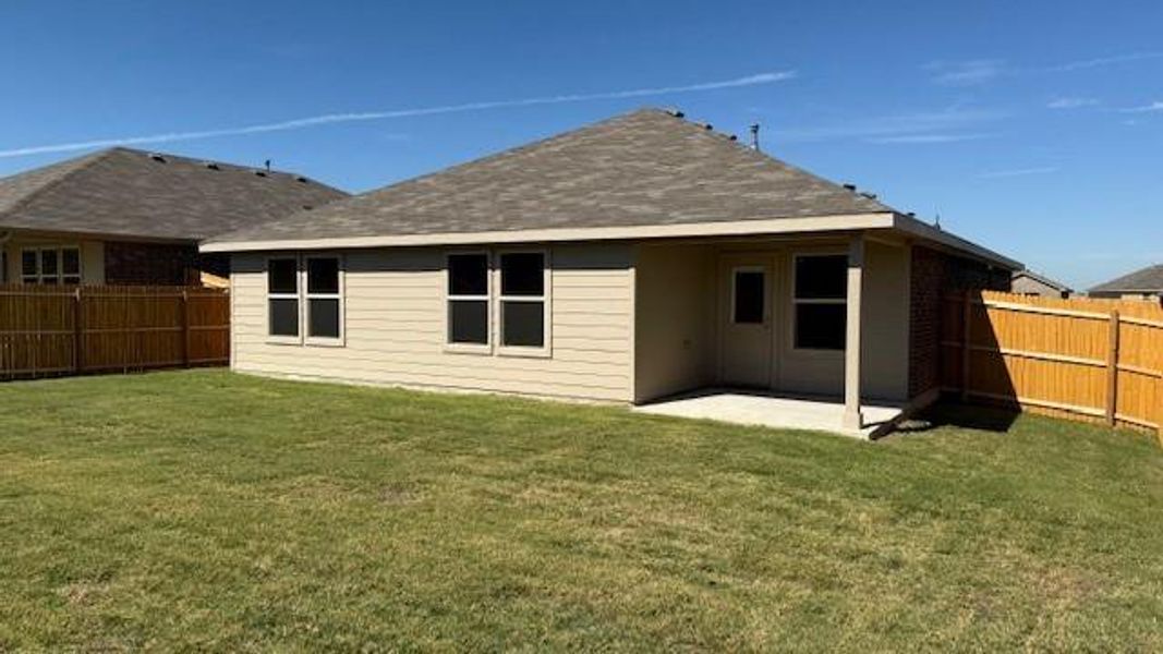 Rear Elevation and back covered patio